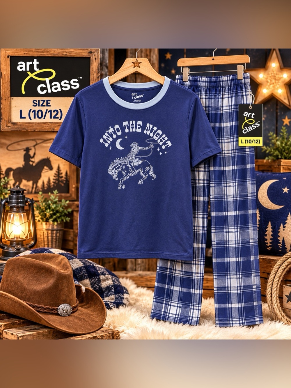 Art Class Boys Into The Night Short Sleeve Graphic T-Shirt and Plaid Pajama NWT